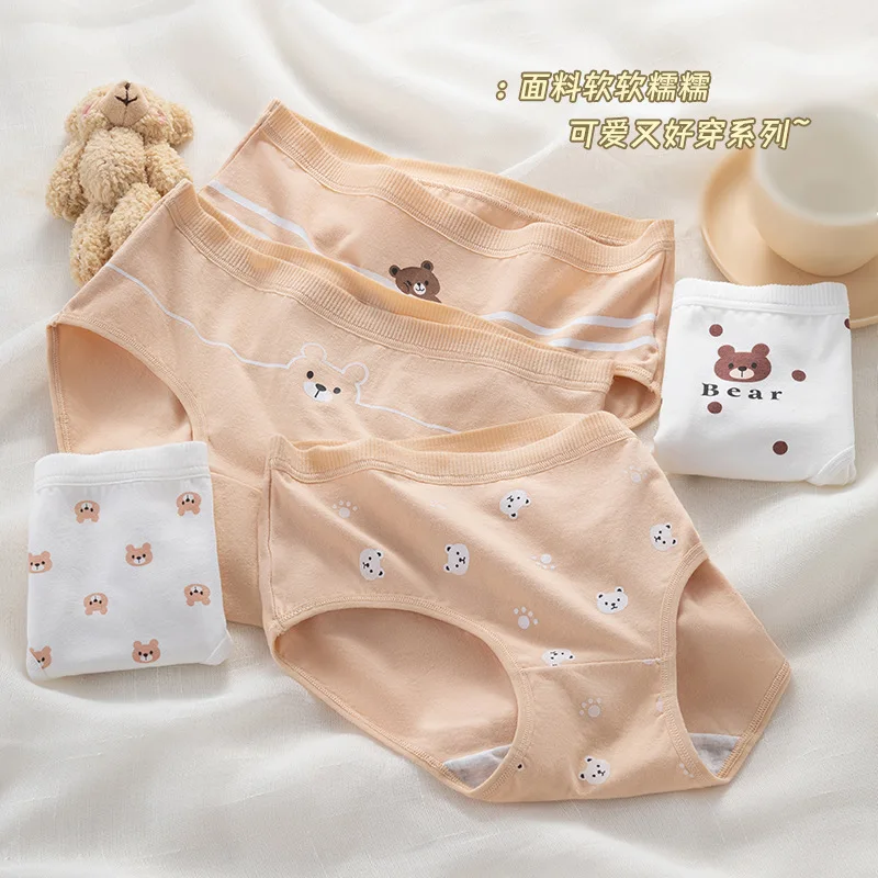 New 5Pcs/set Cotton Panties Cartoon Girls Briefs Sexy Women Underwear Mid Waist Panty Shorts Lingeries Female Underpants