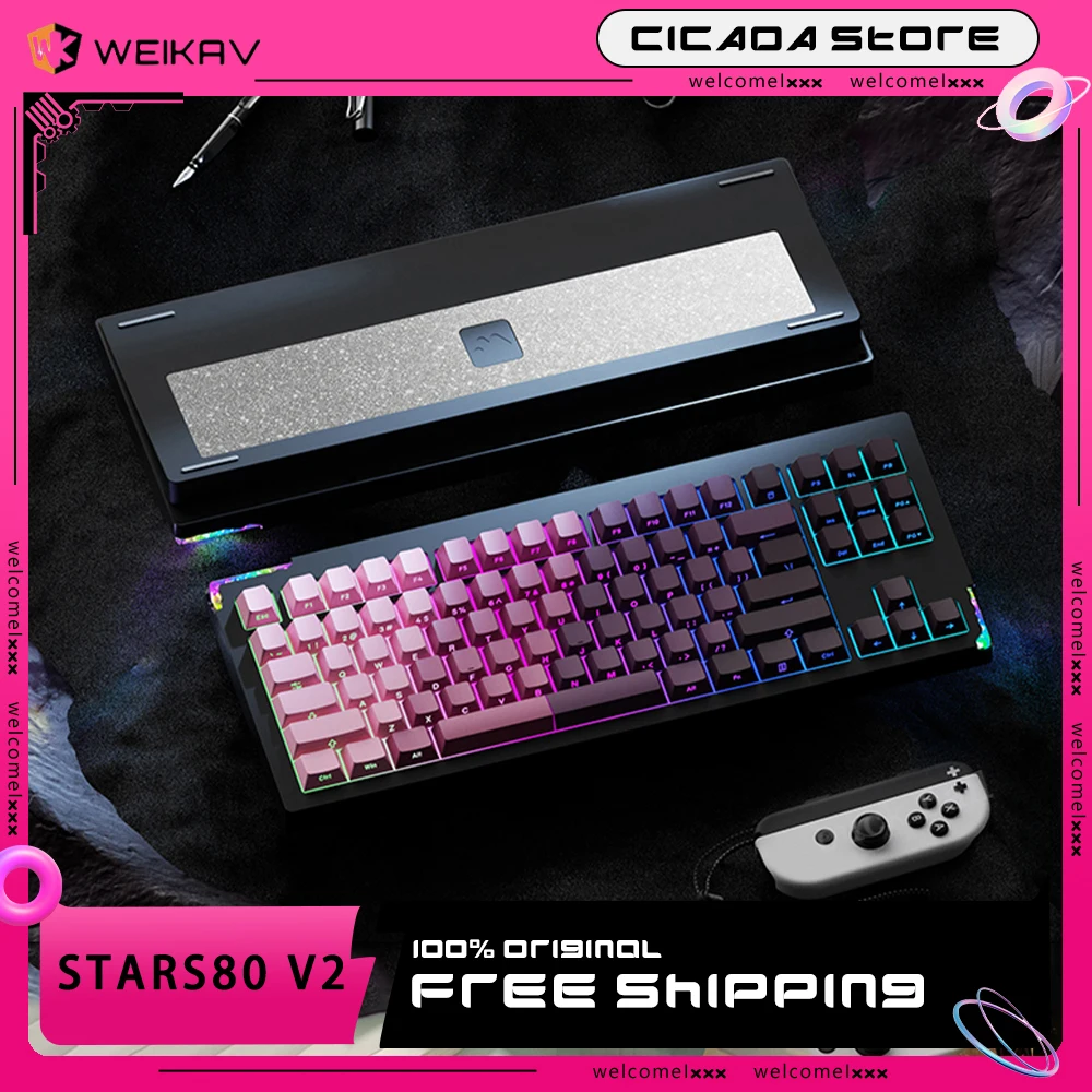 Weikav Stars80 V2 Mechanical Keyboard Kit 3 Mode RGB Hot Swap Wireless Aluminum Alloy Gaming Keyboard Kit Custom Support Qmk/Via