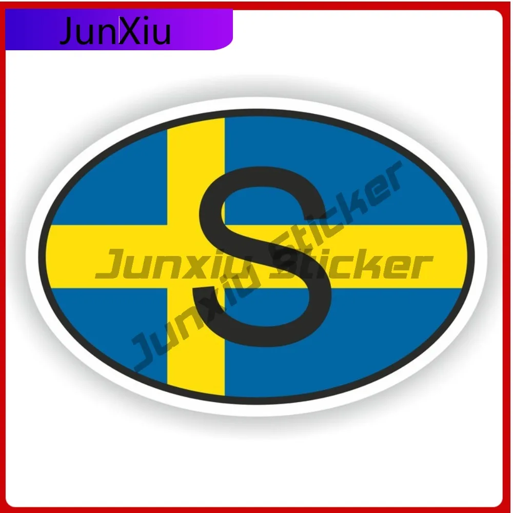 

Sweden Oval Country Code S Flag National Emblem With White Border Vinyl Decals Scratch Cover Decals Accessories Stickers Motorho