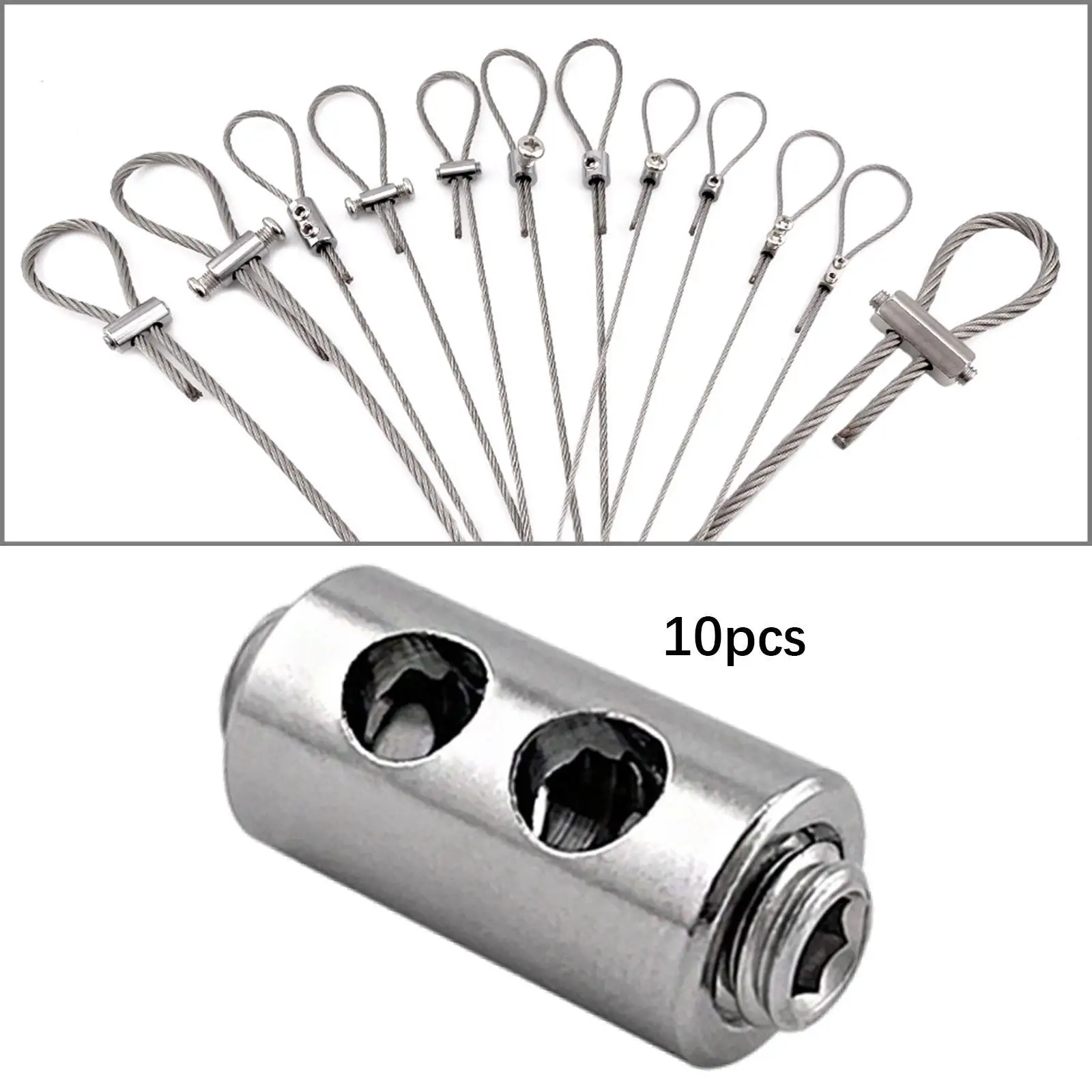 10x Sturdy for Fixing Brackets, Photos Accessories 3mm Wire Rope Clips Set