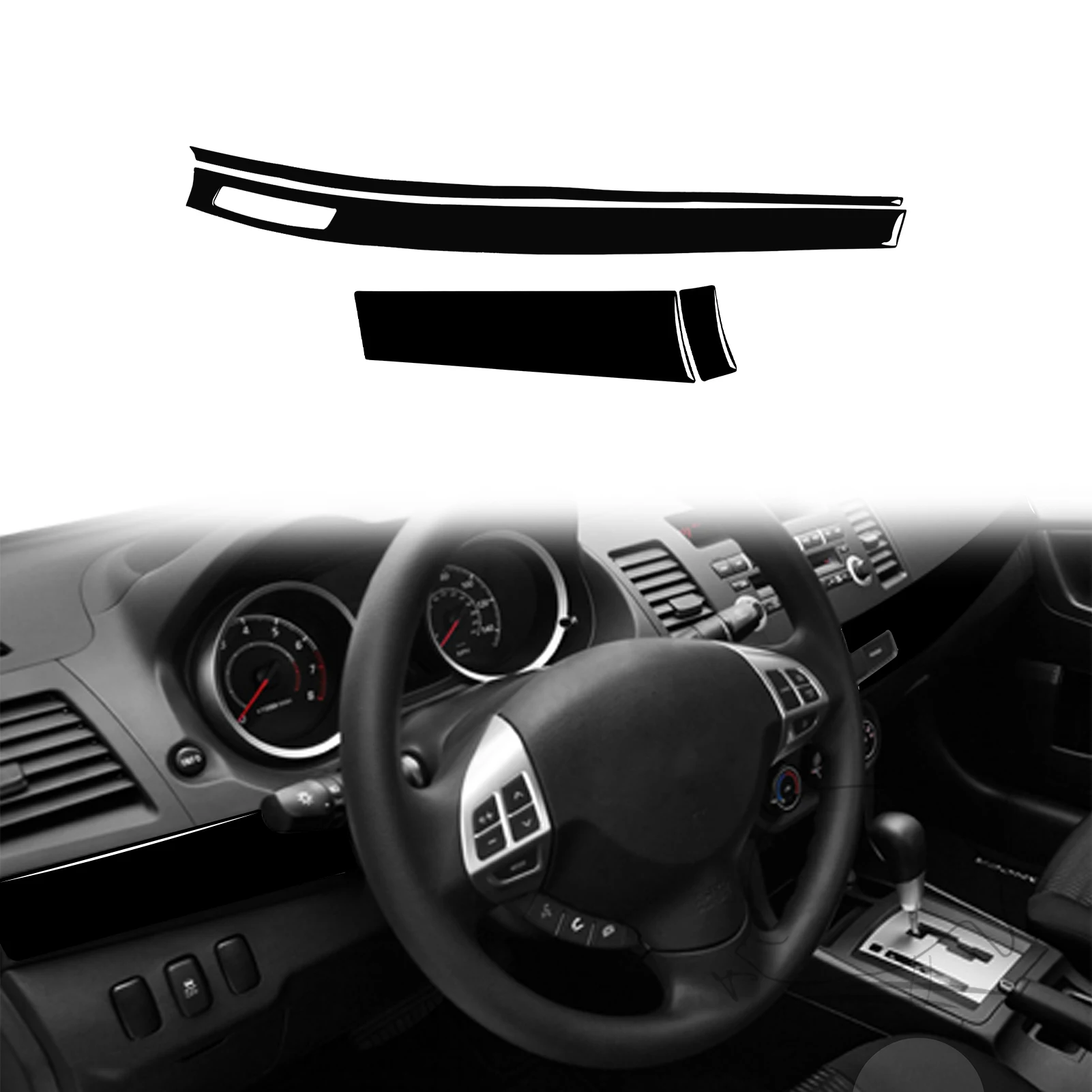 Real Carbon Fiber For Mitsubishi Lancer EVO 2008-2015 Car Central instrument Trim Customizable Sticker Interior Accessories 3