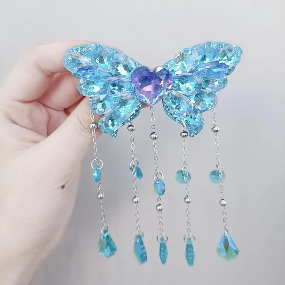 

Antique hairpin headdress butterfly wings super fairy step forward tassel children hanfu deserve crystal original manual