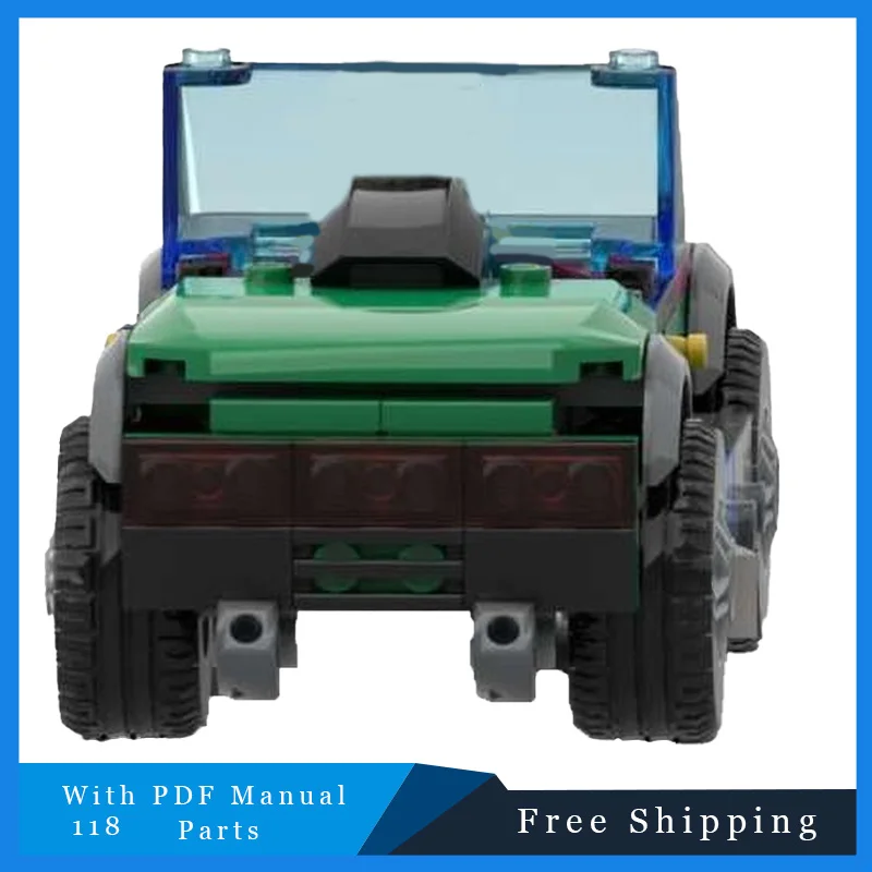 118PCS MOC 컴팩트 그린 머슬카 모듈형 블록 모델 어린이 교육 DIY 조립 장난감 크리스마스 생일 선물