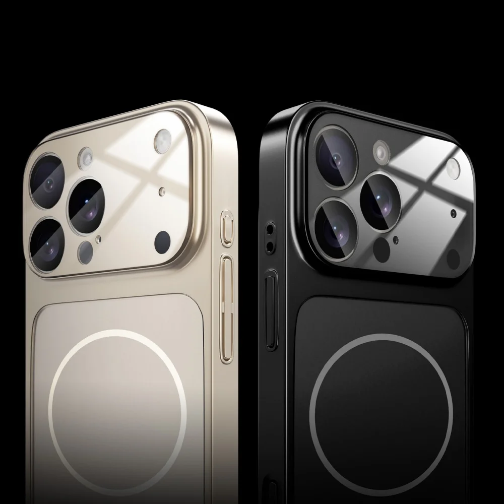 حافظة مدرعة زجاجية أصلية لهاتف آيفون 17 Air 16 15 14 13 Pro Max 17Pro مغناطيسية لشحن لاسلكي Magsafe Matte Coque
