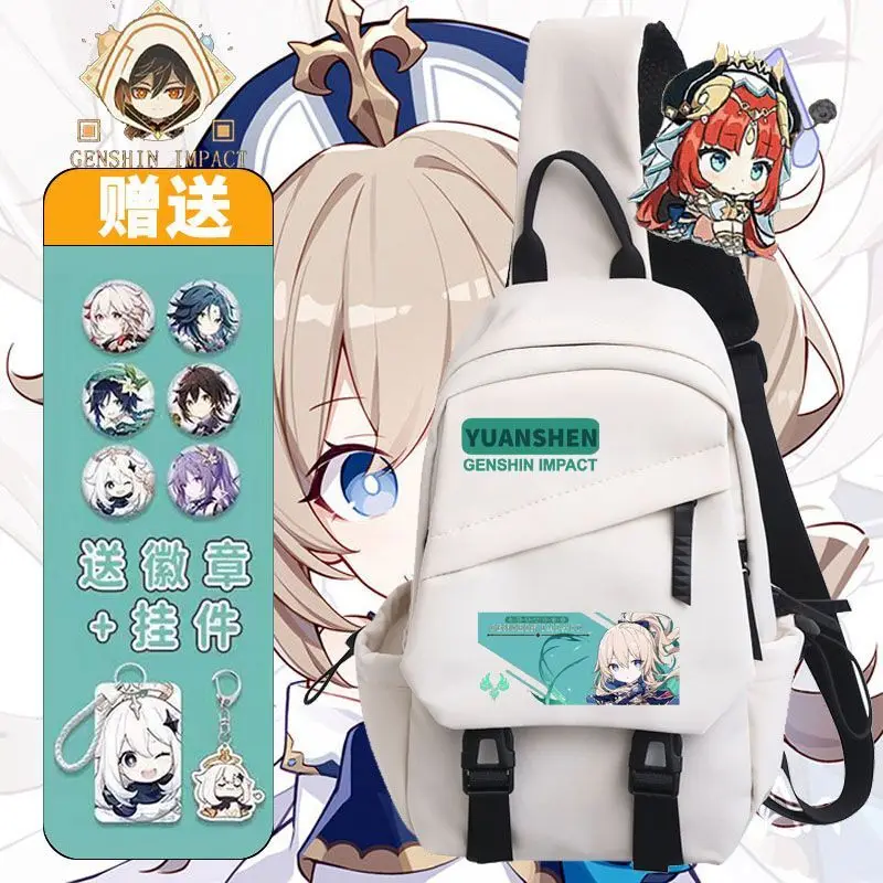 Genshin Impact Collaboration Cute One-Shoulder Middle School Girls, Crossbody For Students, Boys' Ins Chest Bag A