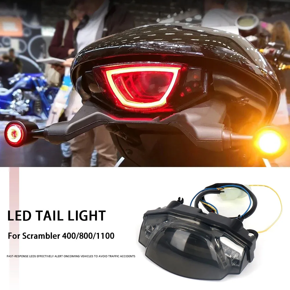 

For Ducati Scrambler 400 800 1100 Red Yellow Discoloration Motorcycle Accessories LED Scrambler Brake Tail Light Turn Signal