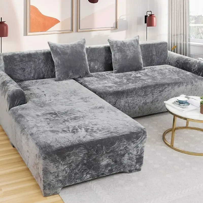 Velvet Sofa Cover for Living Room, Stretch Slipcover, Elastic Sofa Covers, L Shape Corner Couch Cover, Home Decor