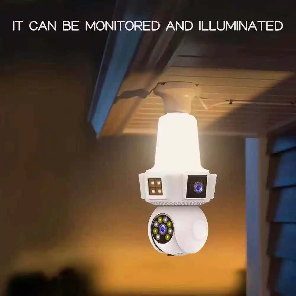 6MP V380Pro Dual Lens E27 Full Color Wireless PTZ IP Dome Camera AI Humanoid Detection Home Security CCTV Baby Monitor