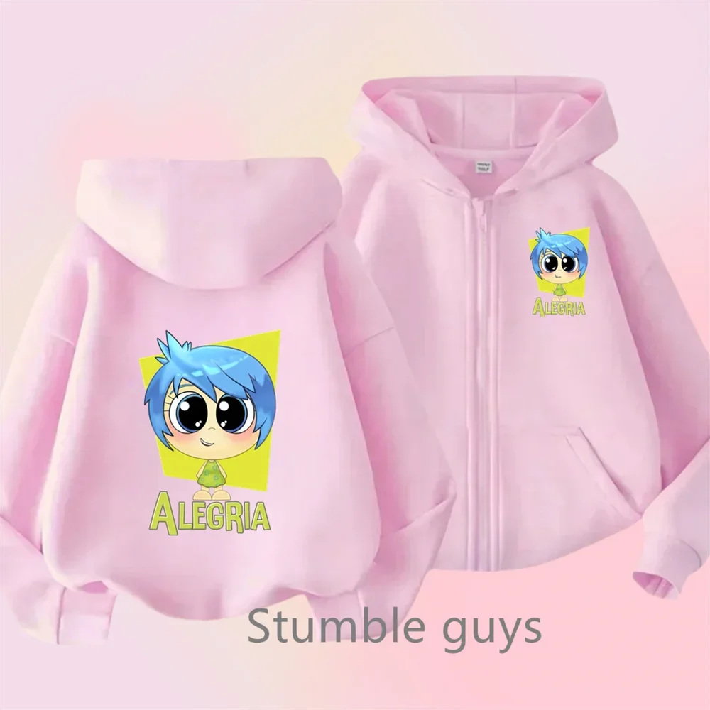 2025 Disney Inside Out 2 Zipper Hoodies Baby Girls Casual Tracksuit Sets Children Tops Long Pants Boys Autumn Kids Sportswear