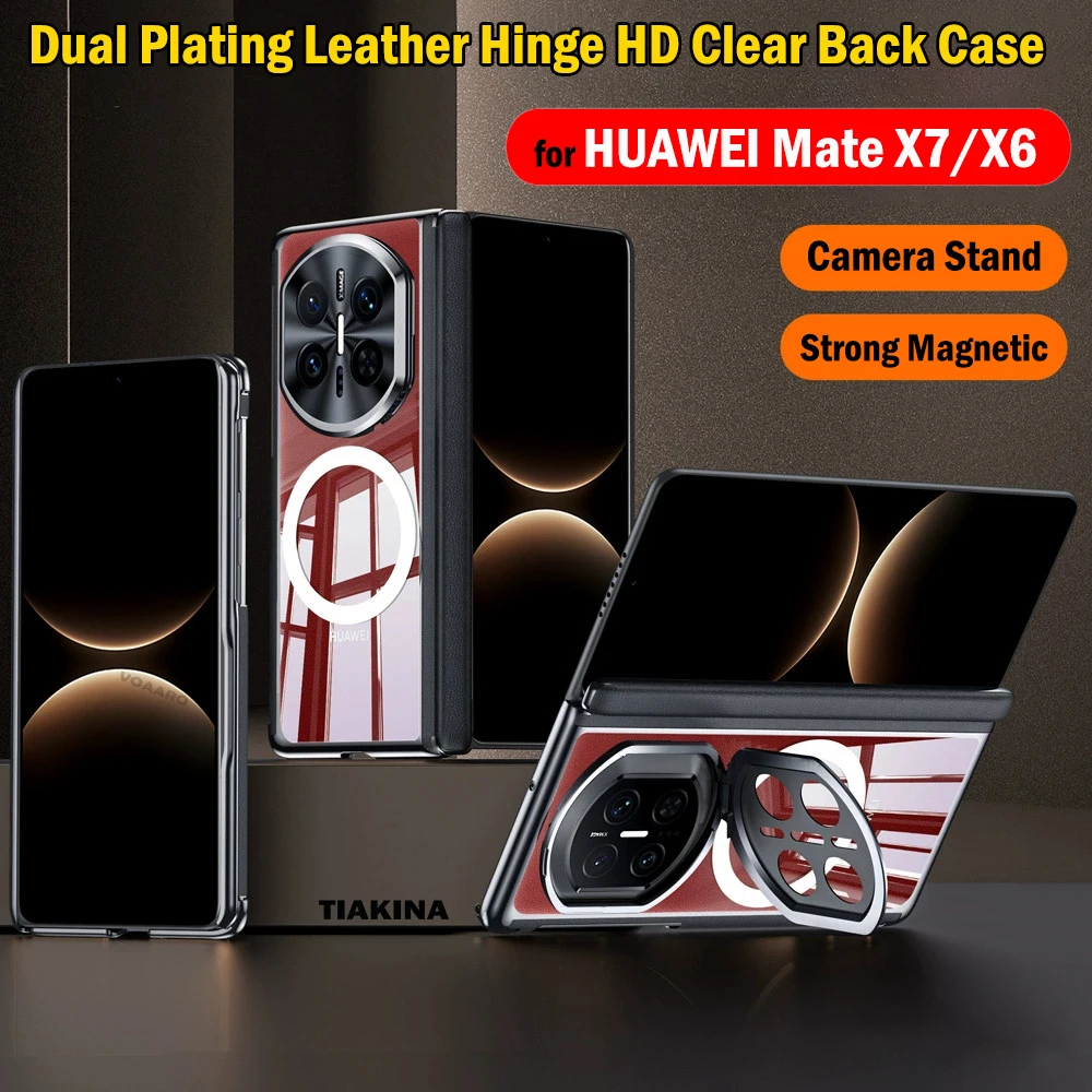 

Чехол-книжка из кожи с двойным магнитным креплением для Huawei Mate X7 X6, прозрачный магнитный чехол с подставкой для камеры для Huawei Mate X7 HD