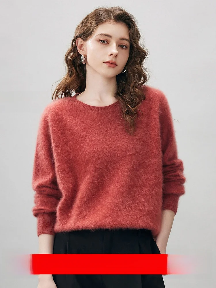 

Soft Woolen Camere Women's Turtlene Sweater Red Color Spring New Year Inteated Lamb Wool Knitted Base irt Casual Sle