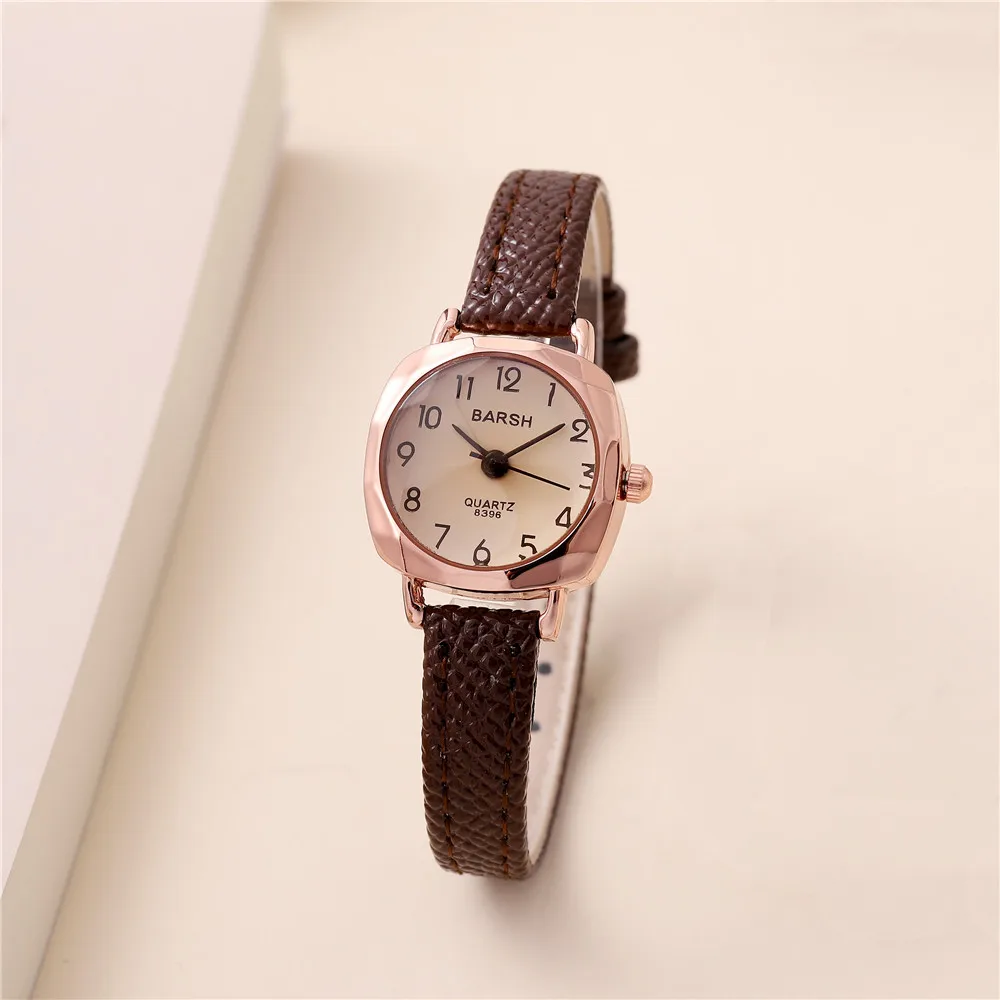 trendy small dial pu leather women ladies quartz casual watch