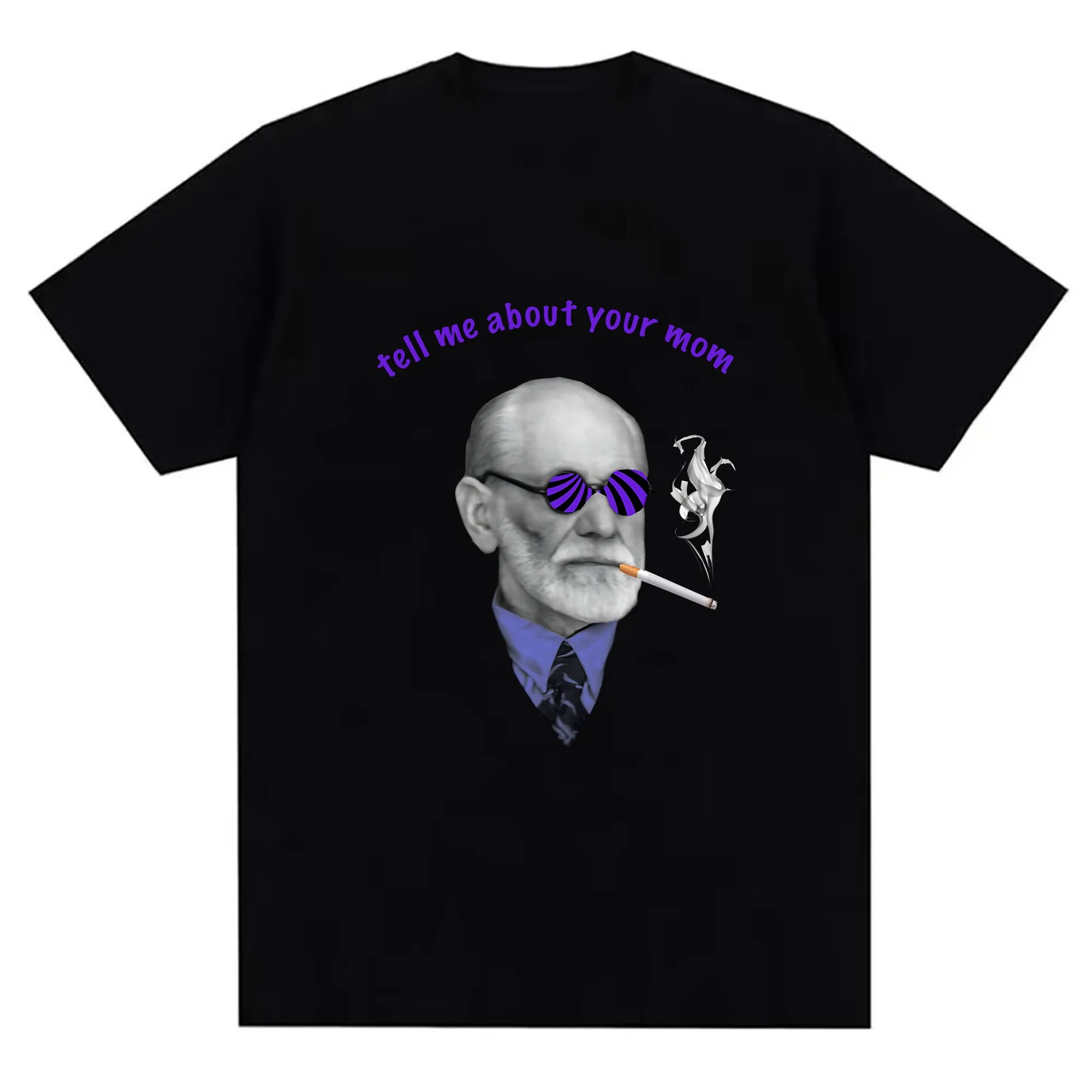 جديد وصول أزياء الرجال تي شيرت مطبوع أنيق الأرجواني الأسود النظارات الشمسية تصميم السجائر 100٪ القطن تنفس مريحة عارضة #3