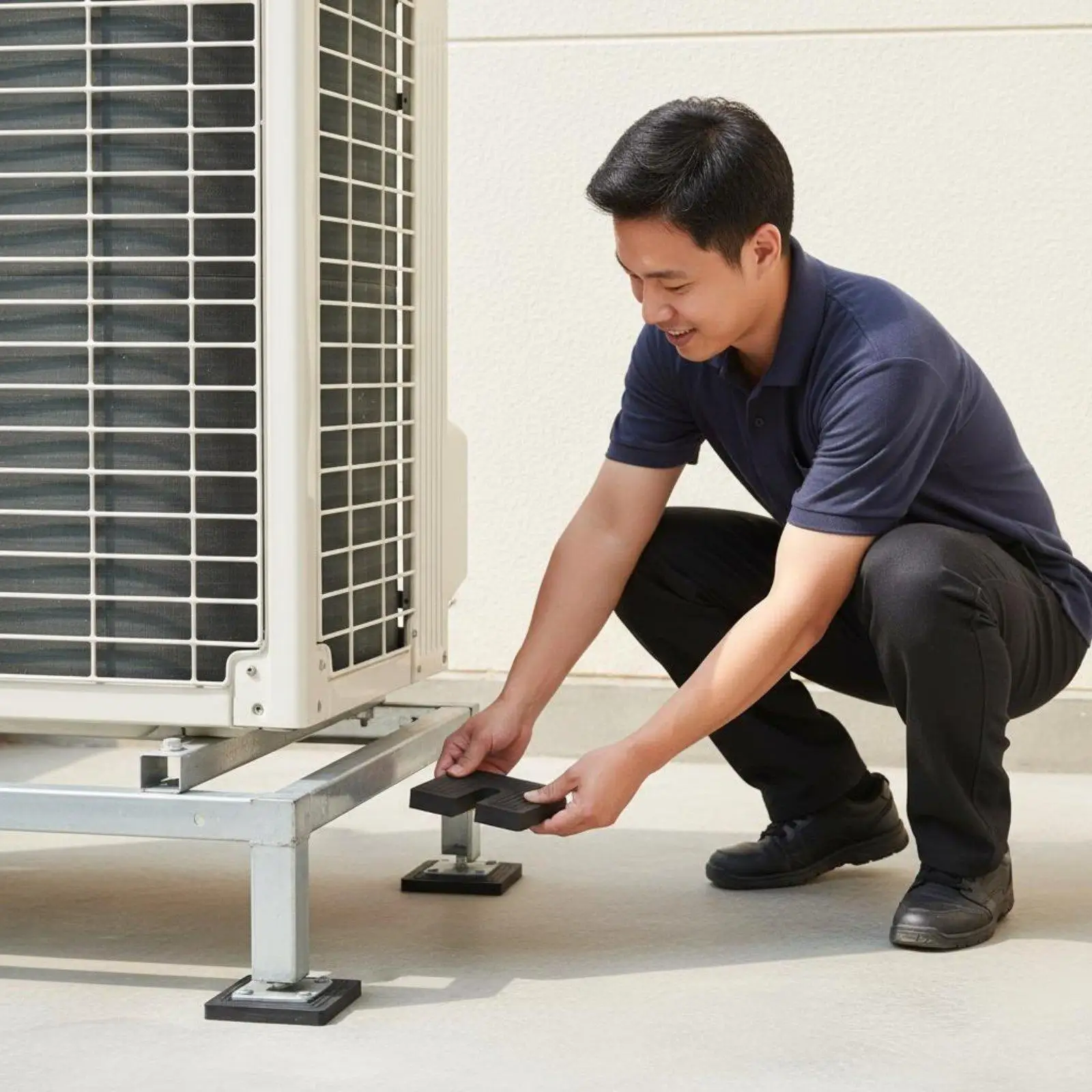 Base de Soporte para Aire Acondicionado con Absorción de Impactos y Reducción de Ruido, en Forma de U, de Goma, para Uso en Exteriores Universal
