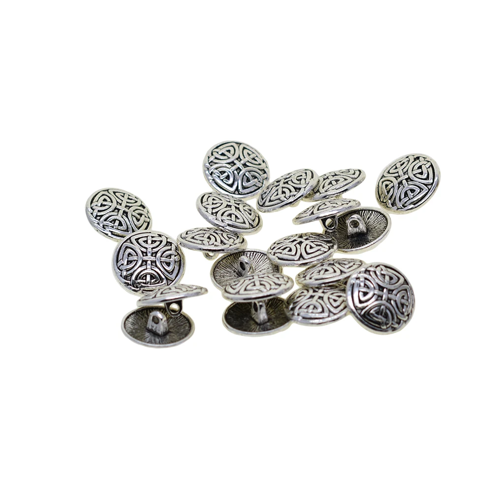 20 Pcs 17mm 0.7inch Tibetan silver  round maze Garment Clothing Fastening 1 hole Sewing Buttons jewelry DIY