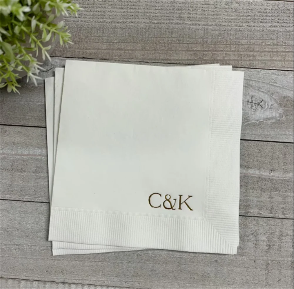 

50PCS Personalized Napkins Wedding Personalized Cocktail Beverage Paper Anniversary Party Monogram Custom Luncheon Avail!