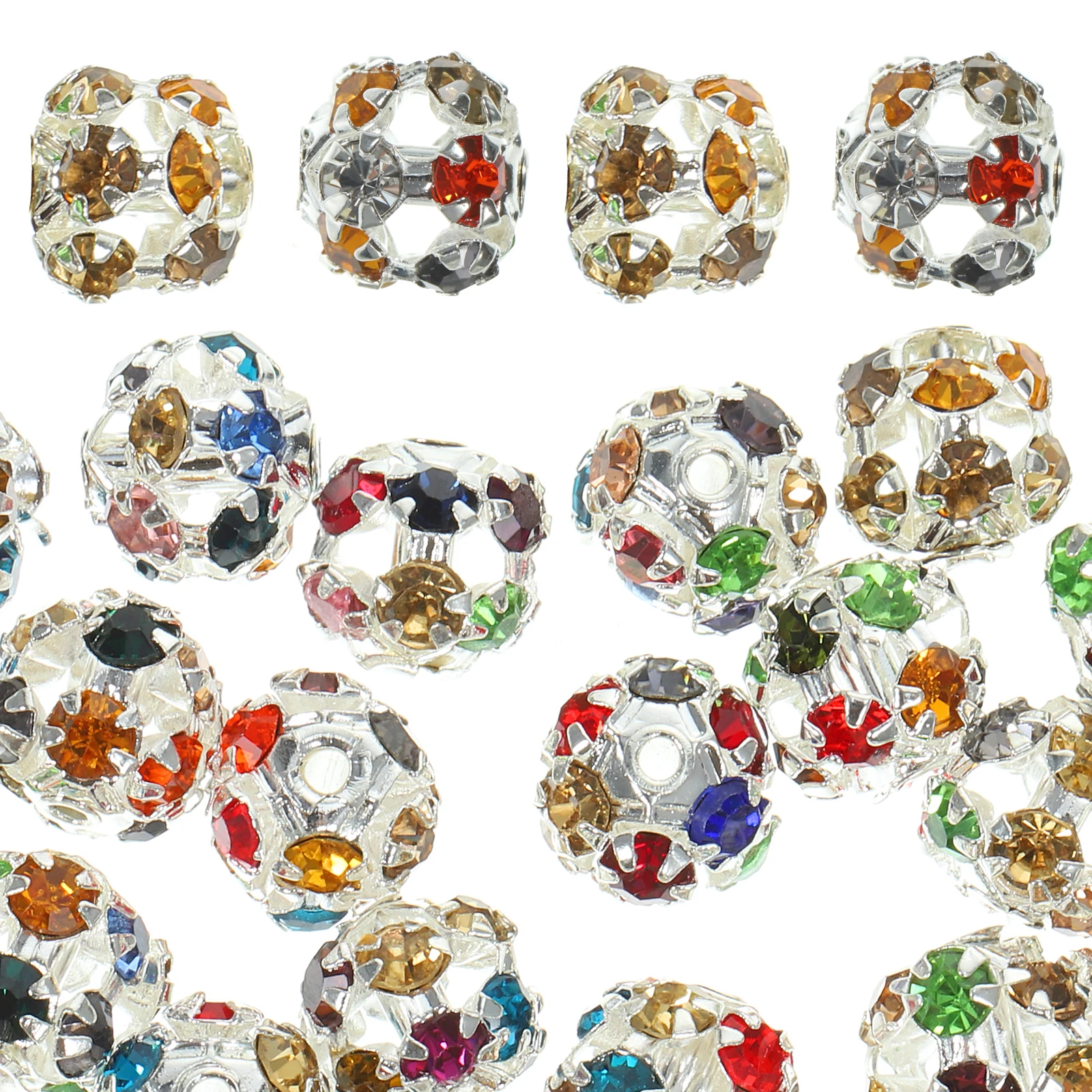 

90pcs Jewelry Rhinestone Diy Loose For Necklace Earrings Bracelet Making Diamond Spacer Beads Rhinestone Beads For Jewelry