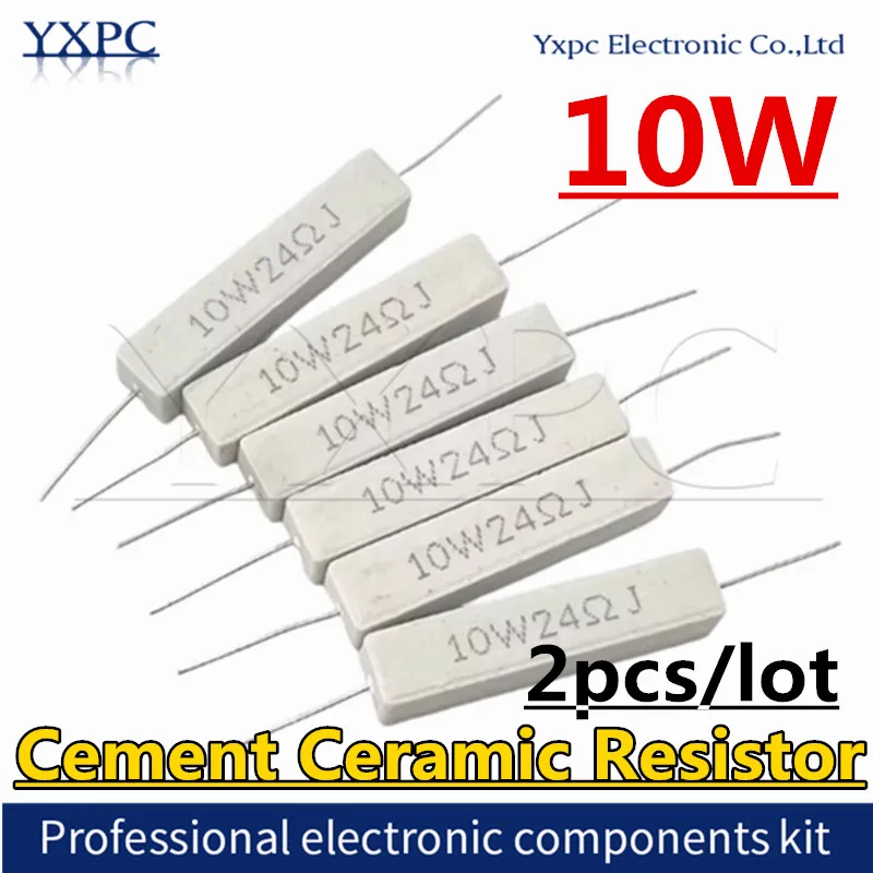 2PCS 10W Cement Ceramic Resistor Power Resistance 5% 0.1 ~ 100K 0.1R 10R 50R 0.25 0.33 0.5 1 2 5 8 10 15 20 25 30 100 1K 2K Ohm