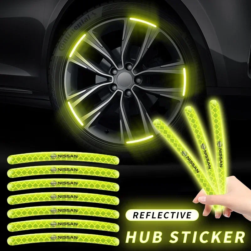 20Pcs Car Wheel Hub Sticker High Reflective Stripe Tape For Nissan J10 X-Trail Qashqai Juke Leaf Micra NOTE Patrol Gadgets