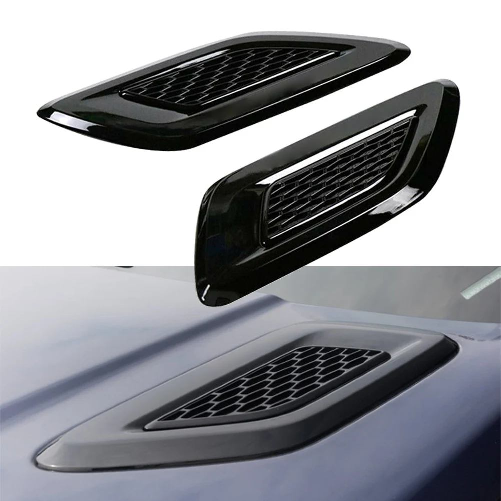 2Pcs Car Front Side Air Hood Vent Trims Cover For Land Rover Range Rover Sport L494 2014 2015 2016 2017 Gloss Black