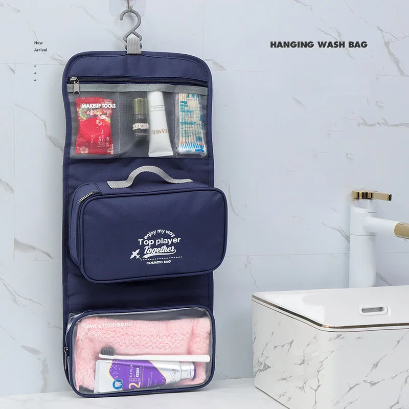 3-in-1 Hanging Portable Toiletry Bag Waterproof Travel Makeup Cosmetic Bag Dry And Wet Separation Storage Bag Travel Organizer