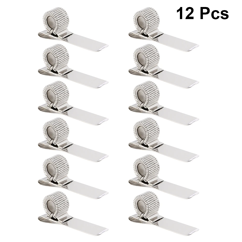 

12Pcs Metal Pen Holder Elastic Spring Clip Portable Creative Office School Supplies Notebook Accessories Metal Pen Holder
