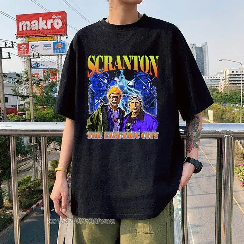 

Футболка Scranton he Office Dunder Mifflin, Мужская хлопковая футболка большого размера с v-образным вырезом