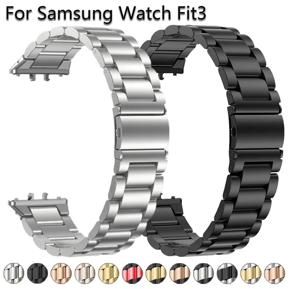 สายสแตนเลสสตีลสำหรับ Samsung Galaxy Fit 3สร้อยข้อมือโลหะหรูหราสายรัดธุรกิจสำหรับ Samsung Galaxy Fit3 SM-R390อุปกรณ์เสริม