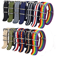 1pcs watch strap 18mm 20mm 22mm Nylon Army Sports brand Nylon fabric beltaccessories belt buckle bands black 20mm watch strap