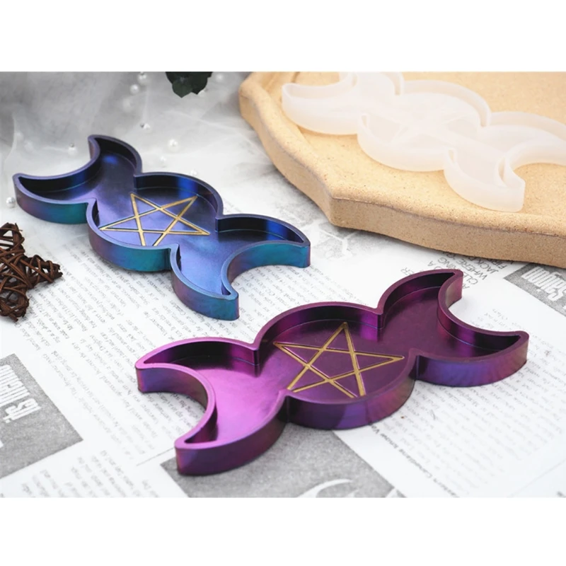 Handmade Moon Star Tray Resin Molds Box Molds Triple With Pentagrams Mold Jewelry Making Tools