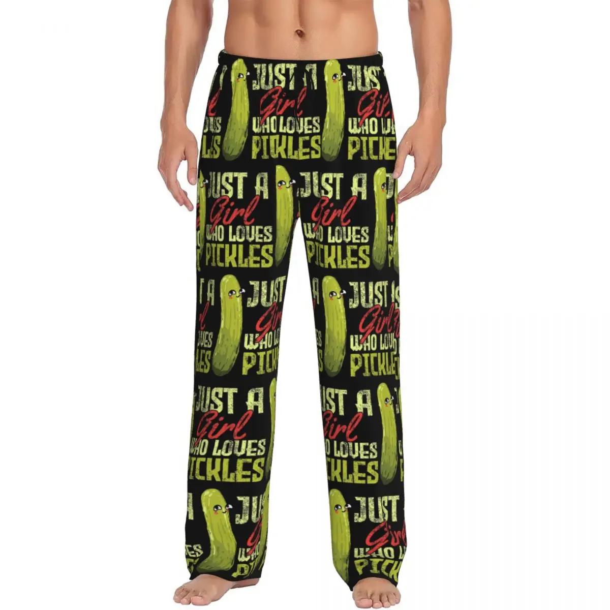 Custom Pickles Pickle Lover Vintage Pajama Pants Men Sleepwear Sleep Lounge Bottoms with Pockets