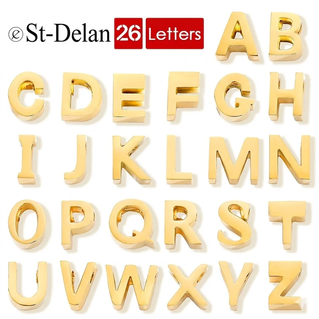 St-Delan Stainless Steel Initial Heart Charm for Jewelry Gold Plated Letter Name Pendant for Women Wholesale Alphabet A-Z Gift