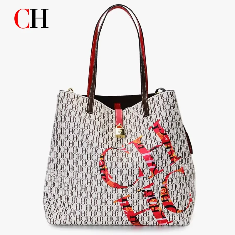 

CH Women's Elegant Tote Bag For Women Pu Leather Shoulder Bag With Gold Lock Large Capacity Daily Handbag For Office And Weekend