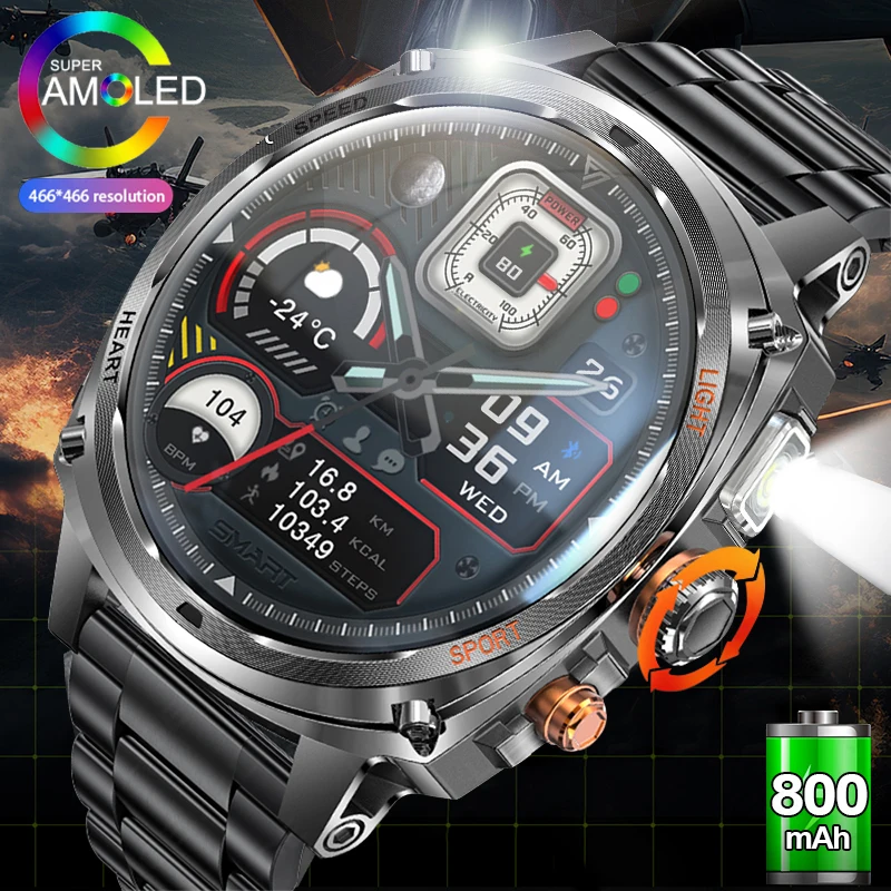 

LIGE 2025 Новые Смарт-часы для мужчин 800 мАч Смарт-часы для мужчин Фонарик Водонепроницаемые Спортивные BT-вызовы Смарт-часы для Android iOS