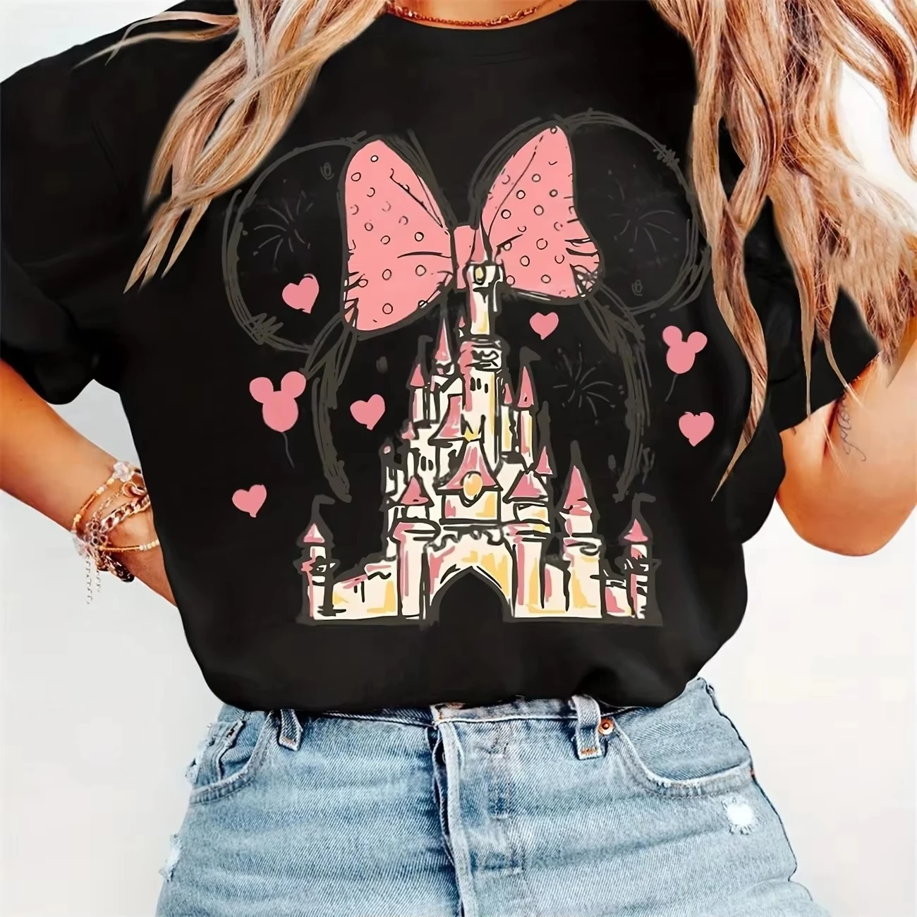 2026 new Castle oversized T-shirt - High-quality comfortable fairy print - Suitable for both men and women - Casual adult size