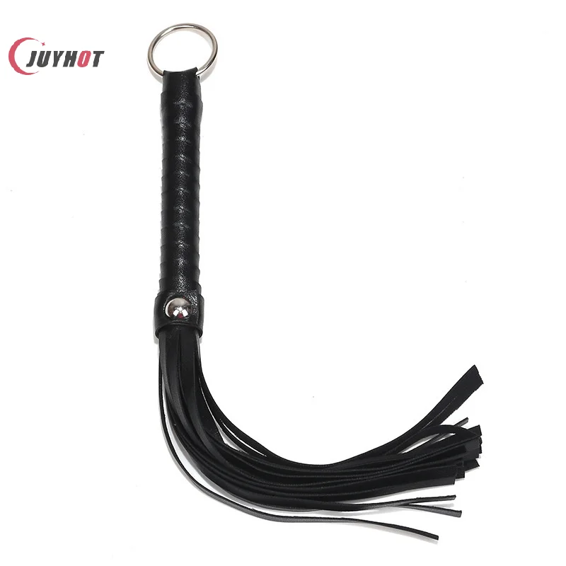 Quality Pu Leather Pimp Whip Racing Riding Crop Party Flogger Hand Cuffs Queen Black Horse Riding Whip For Driving Range