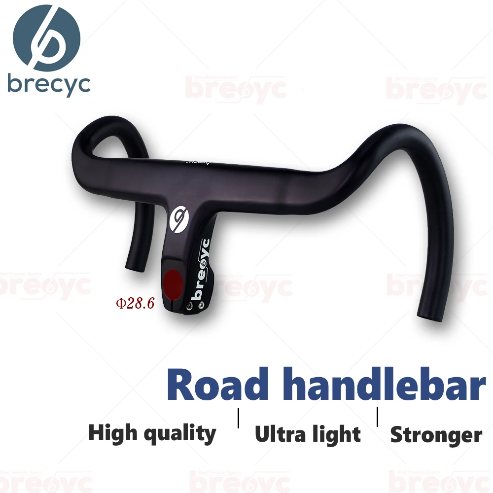 

Brecyc Black Road Bike Full Carbon Fiber Integrated Handlebar For 28.6mm with Spacers Cycling Parts Bicycle Part