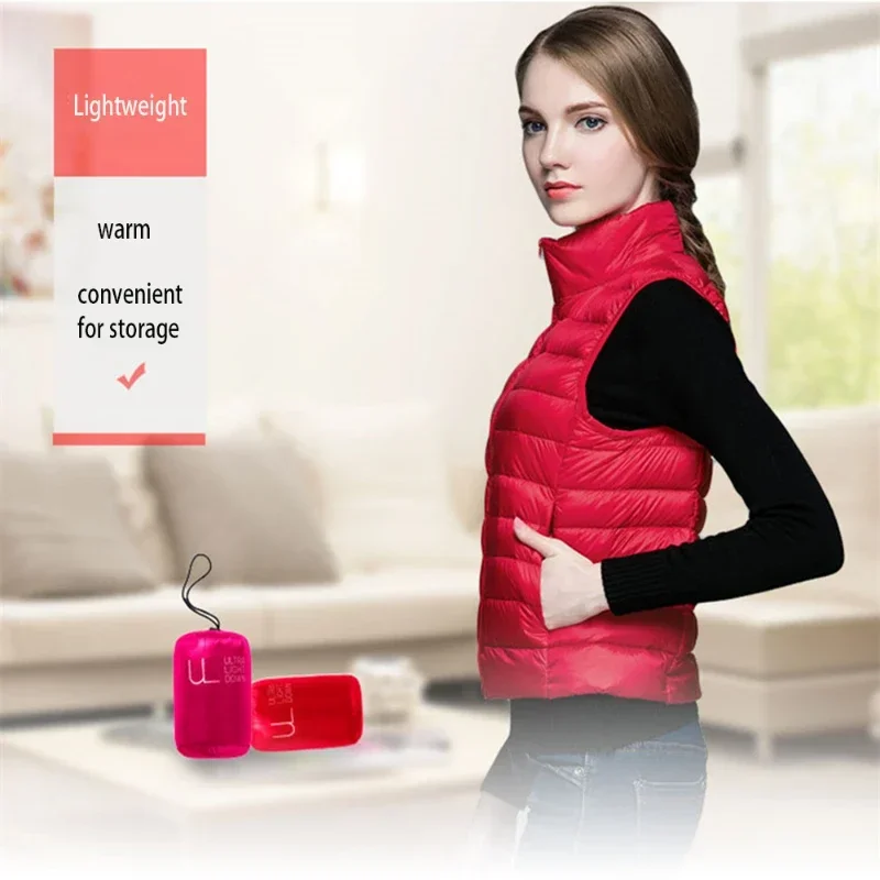 冬の女性のダウンジャケットノースリーブクロップドパファージャケット軽量ナイロンコートベスト女性用パーカーオフィスチャケータ