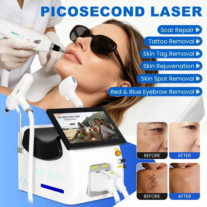 2 In 1 Diode & Picosecond FAC 4 Wavelength 755 808 940 1064nm Device: Efficient Hair Removal Tattoo Removal Equipmen