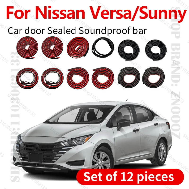 

For 2019-2025 Nissan Versa/sunny Car Door Seal Strip Rubber Double Layer Sealing Protector Soundproof Strip Seal Strip 12PCS Set
