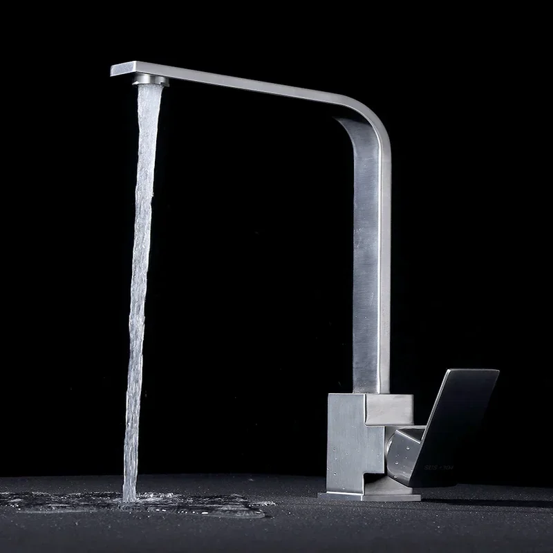 Kitchen Faucet Chrome Brushed Brass Deck Mounted 360° Rotating Swivel Tap Cold Hot Mixer Water Tap