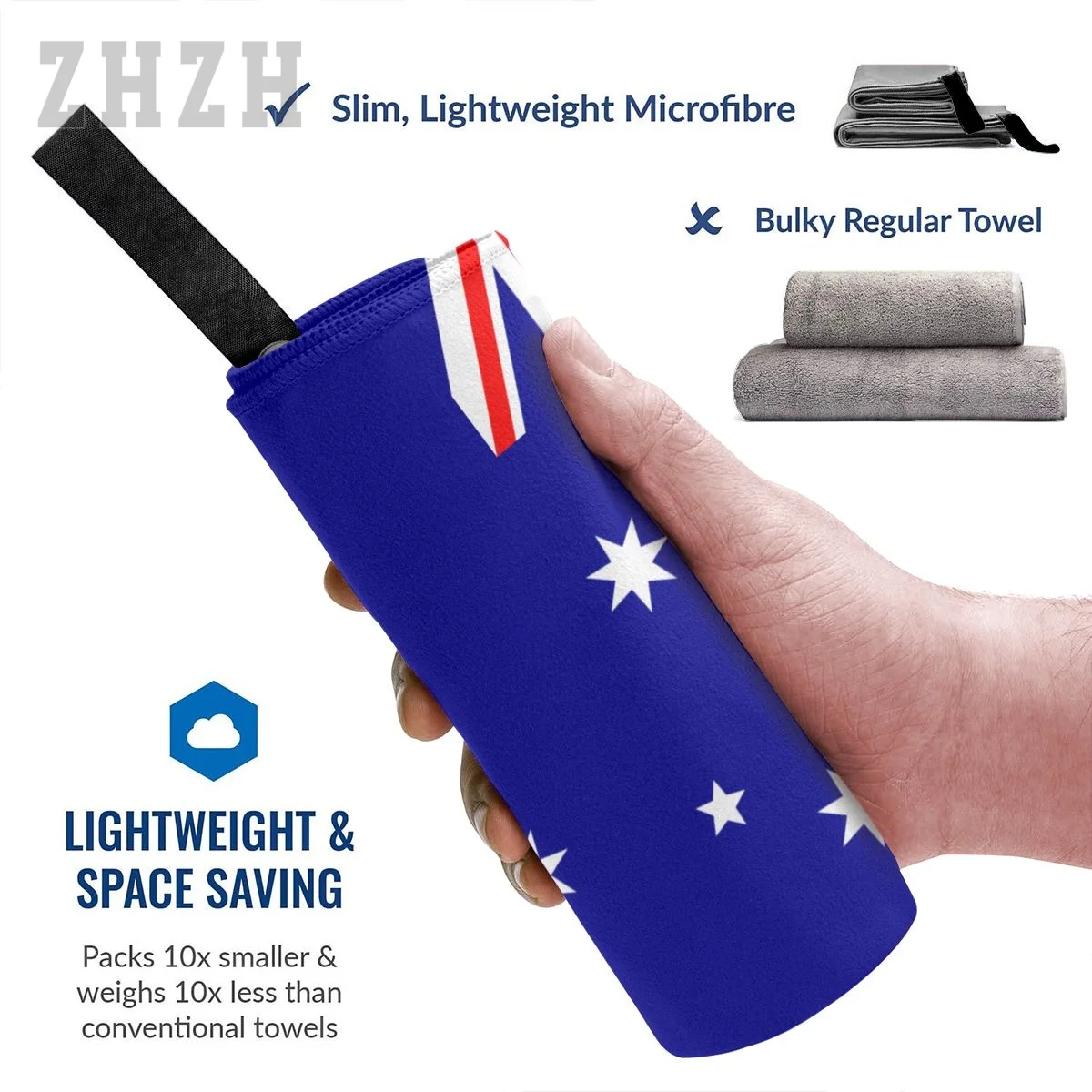 More Design Australia Flag Emblem Bath Towel Quick dry Microfiber Absorbing Soft Water Breathable Beach Swimming Bathroom