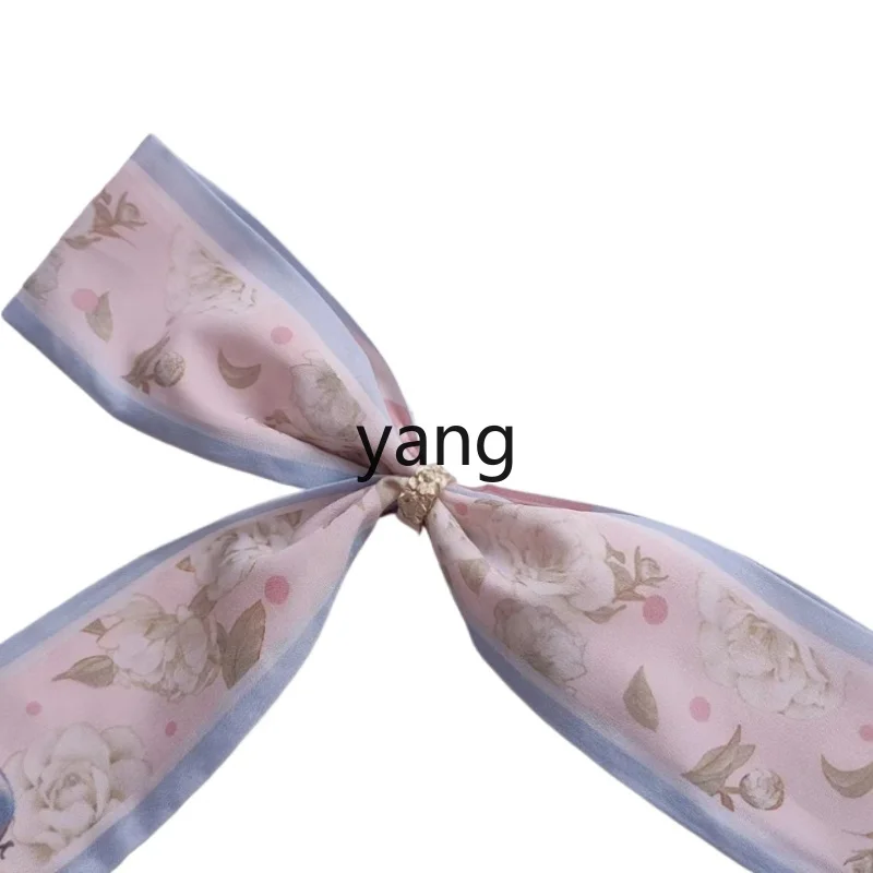 Yjq Flower God Series Silk Scarf with Scarf Buckle Small Long Hair Band Tied-up Hair Tied Bag Decoration