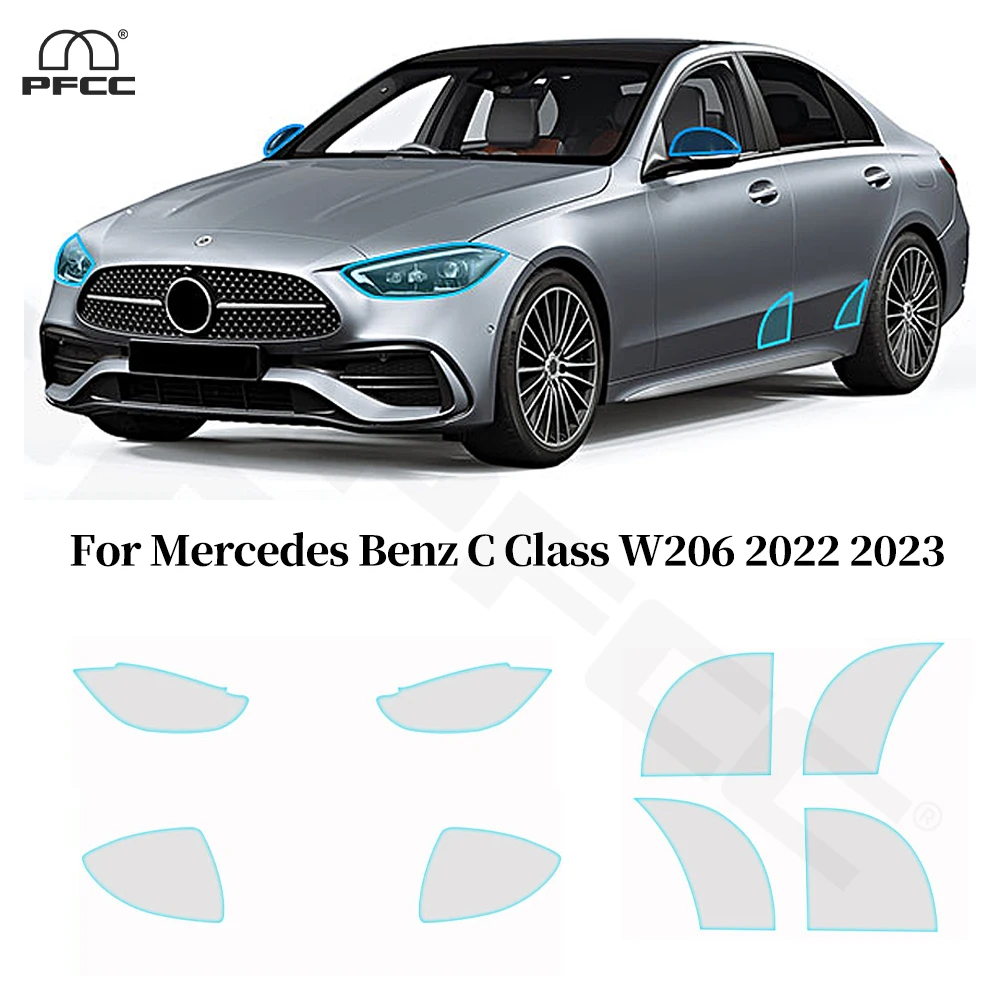 

Headlight Rearview Door Side Pre-cut TPU Protection Film For Mercedes Benz C Class W206 2022 2023 Clear PPF Anti-Scratch Bra