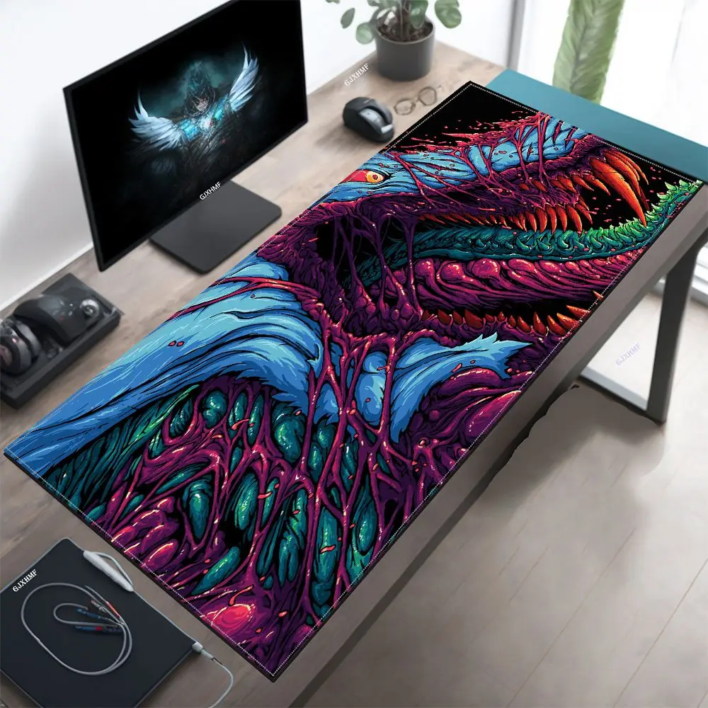 Japan Red Mouse Pad Neon Gore Monster Art ,Psychedelic Horror Desk Mat: , Mousepad Retro Gaming Keyboard Pad Carpet Mouse Mats view 3