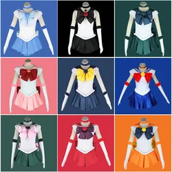 Adults Kids Cosplay Anime Sailor Costume Tsukino Dress Usagi Halloween Costumes Girl Clothing Party 9Colors Gift Headwear