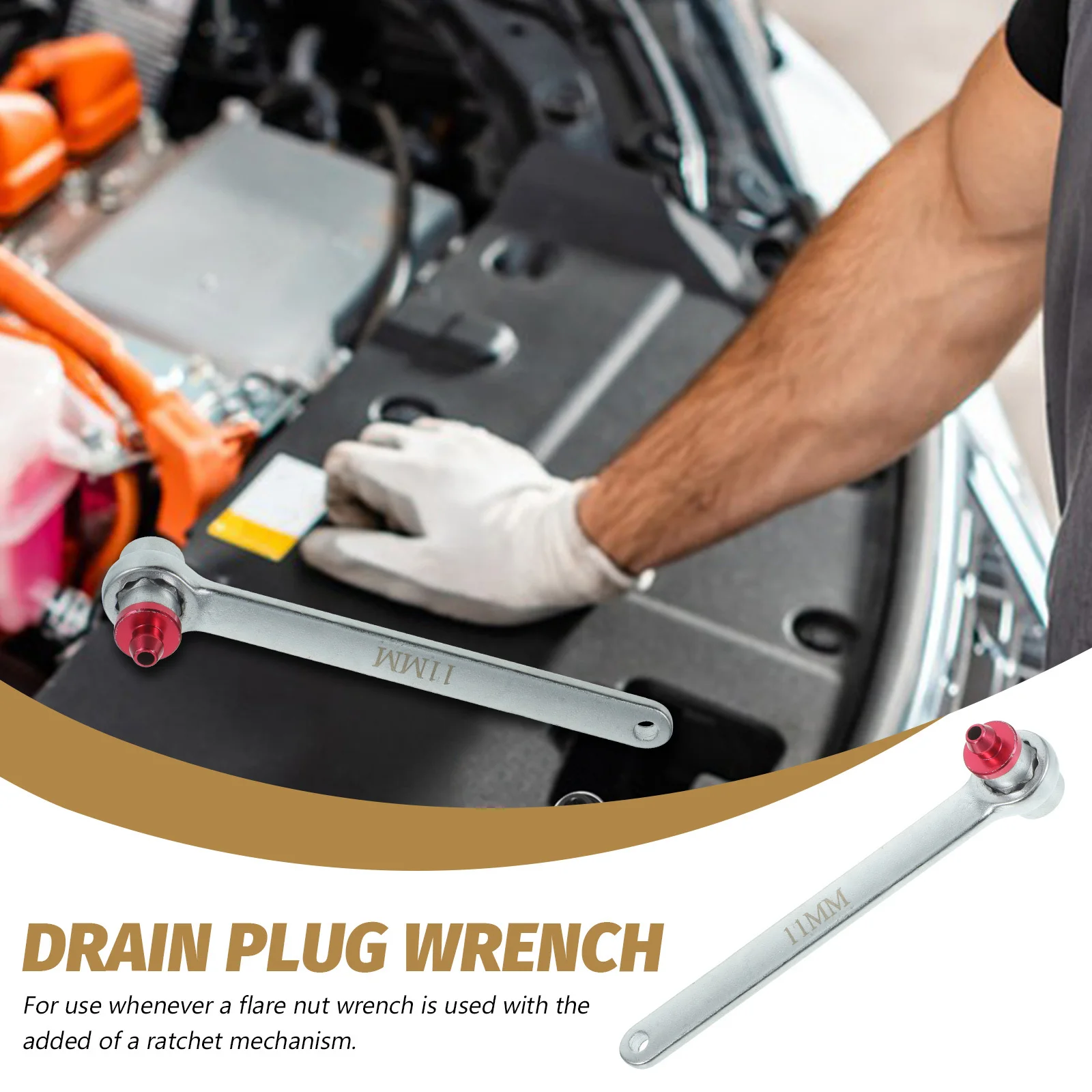 

Brake Bleeder Wrench 11mm Aperture High-Grade Manual Drain Plug Wrench Car Repair Two in Nut Ratchet Brake Oil Drainer