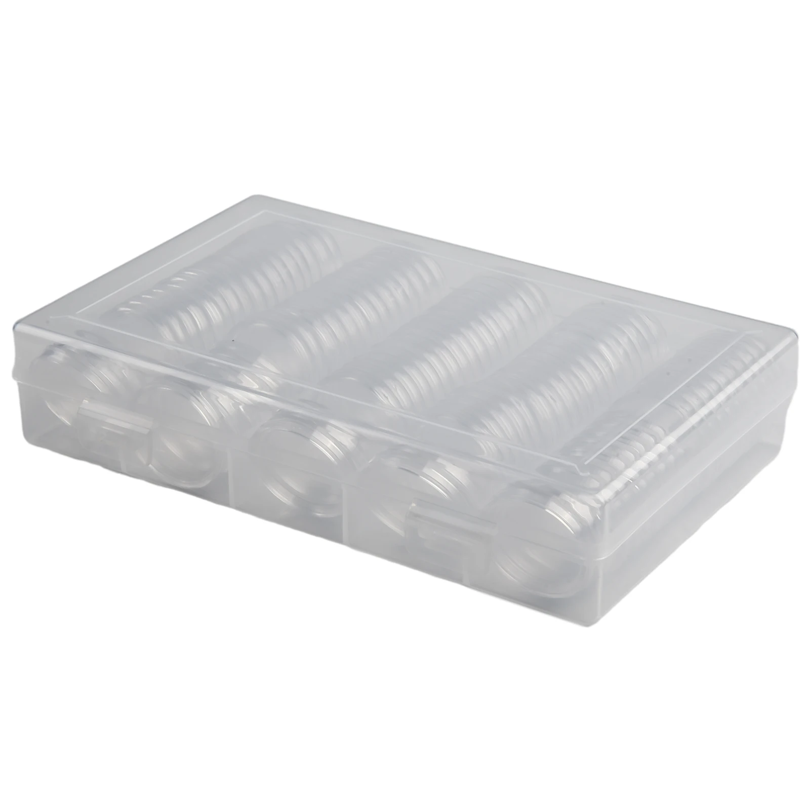 100 Round Coin Capsules 25mm Diameter with Portable Storage Box Holder Clear Case for Protecting Copper Silver Gold