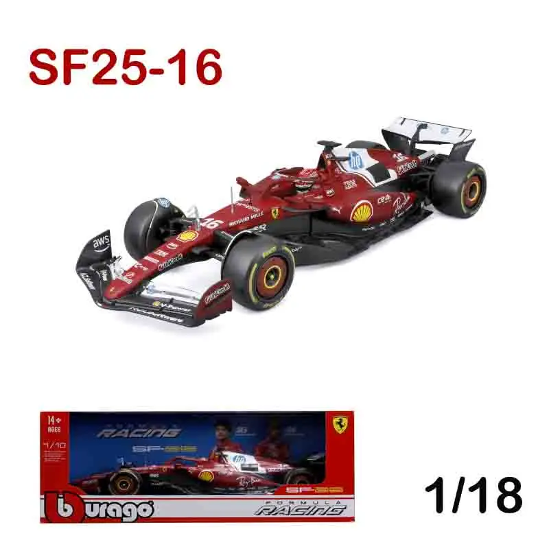 Bburago 1:18 Ferrari 2025 F1 Sf-25 Hamilton #44 Leclerc #16 Alloy Miniature Die-Cast Car Model Customized Toy Gifts view 2
