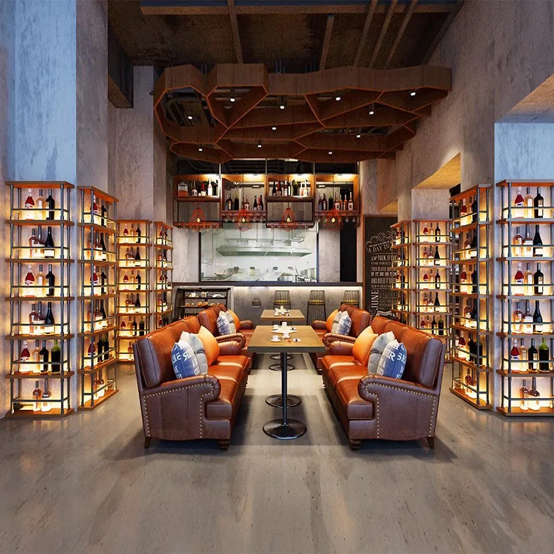 Commercial Wall Bar Cabinet Wine Rack Storage Display Bar Cabinet Wine Rack Standing Tall Botellero Vino Drinking Bar Furniture